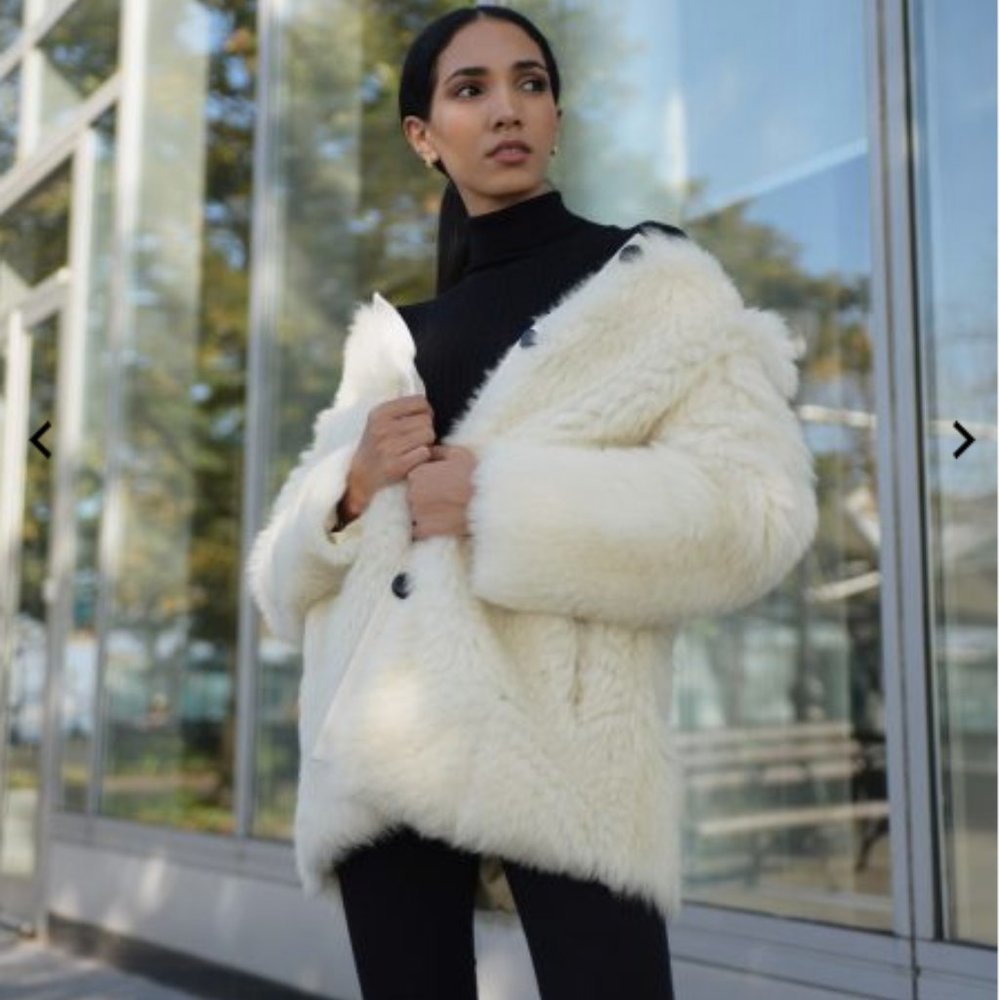 Perforated Toscana Coat,  100% sheepskin shearling, regular fit, fully lined